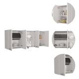 ZUN Superior 150 Wall Cabinet With Glass, Four Interior Shelves, Two Double Door -White B20091984