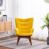Leiria Contemporary Silky Velvet Tufted Accent Chair with Ottoman, Yellow T2574P164275