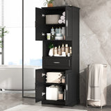 ZUN Tall Bathroom Cabinet with Four Doors, Large Storage Space Open Shelve, Upper Storage Cabinet, Black N725P192478B