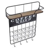 22.8x5.5x28.7" Black Floating Coffee Bar Shelf with Coffee Pod Holder, Hooks and Storage Shelf W2078P223138