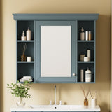 ZUN 35'' x 28'' Blue Wall Mounted Bathroom Storage with Mirror Door, Modern Bathroom Wall WF323692AAF