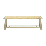 Farmhouse Modern Solid Wood Rattan Bench - 59 Inch Indoor & Covered Outdoor Bench Champagne Finish N842P271335E