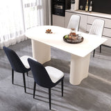 63 "medieval modern cream style MDF dining table and PU dining chair set 4. Assemble Desktop and 84261210