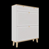 Shoe cabinet with 2 flip-up doors and 2 drawers,narrow shoe rack cabinet,freestanding shoe W3166P266365