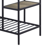 Rustic Oak and Black Kitchen Island with Open Shelving B062P184581