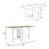 Gateleg Folding Table Space-Saving with Compact Design, White / Macadamia - Living Room B070137833