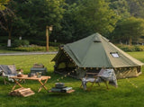 4 Season Bell Tent 9.8 FT, Green Waterproof Glamping Yurt Tent with Stove Jack, Fits 4 People Family W3636P456620