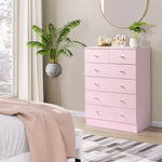 ZUN Modern Simple 6-Drawer Dresser Pink 28507163