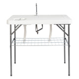 101*65.5*92cm HDPE Rectangular With Barbed Wire Foldable Outdoor Fish Killing Table White 02927889