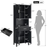 70.9" High Freestanding Tall Bathroom Cabinet with a Drawer, 2 Cabinets, 4 Soft-Close Doors, 2 N729P272001B