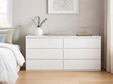 Modern White 6 Drawer Dresser, Wave Panel Drawer Fronts, Storage Cabinet, Versatile Chest of Drawers W409P371358