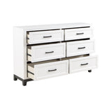 ZUN White Finish Dresser with 6x Storage Drawers Wooden Bedroom Furniture 1pc B011P270965