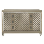 ZUN Glamorous Champagne Finish 1pc Dresser of 6 Drawers Acrylic Feet Luxury Bedroom Furniture Beveled B011P172673