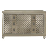 ZUN Glamorous Champagne Finish 1pc Dresser of 6 Drawers Acrylic Feet Luxury Bedroom Furniture Beveled B011P172673