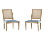 French Country Dining Chairs Elegant Cane Backrest & Upholstered Seats with Fluted Legs N767P263678D