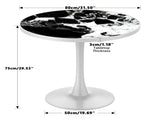 31.5" Round Modern Tulip Dining Table, Sintered Stone Tabletop with Luxury Faux Marble Print, Carbon W3316P540347