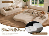 70 inches 2-in-1 Convertible Sleeper Sofa Bed with Cup Holders, Apricot Chenille Loveseat with W5156P546724