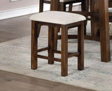 Set of 2pcs Counter Height Stools Dining Room Furniture Rustic Oak / Beige Fabric Cushion w/ Welt B011111840
