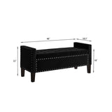 Upholstered Tufted Button Storage Bench with nails trim,Entryway Living Room Soft Padded Seat with W2186139086