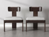 Upholstered Dining Chairs Set of 2, Fabric Side Chairs with Gray Seating Dark Brown Solid Rubber N779P236964E