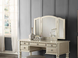 Bedroom Contemporary Vanity Set w Foldable Mirror Stool Drawers Silver Color HS00F4079-ID-AHD