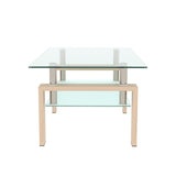 Rectangle Glass Coffee Table, Clear Coffee Table Modern Side Center Tables for Living Living W24182241