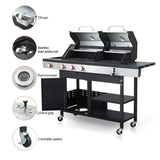 ZUN 3-Burner Propane Gas BBQ Grill with Side Burner, combined with charcoal grill, 37230BTU Output With W2938P208386