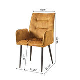 Modern Velvet Dining Chairs 2-Piece Set - Soft Cushioned Seats with Iron Frames in Mustard Yellow N842P284568Y