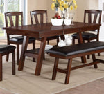 ZUN Dining Table Rectangle Dining Table w Shelve 1pc Table Only Rubber wood Dark Walnut Finish Dining B011P192196