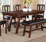 ZUN Dining Table Rectangle Dining Table w Shelve 1pc Table Only Rubber wood Dark Walnut Finish Dining B011P192196