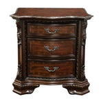 ZUN Formal Traditional 1pc Nightstand Only Brown Cherry Solid wood 3-Drawers Intricate Accents Glides B011139600