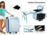 Portable Nail Table Desk for Nail Teach, Upgraded Rolling Manicure Table Makeup Station w/Speaker 90494314