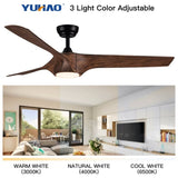 ZUN 56 In.Intergrated LED Ceiling Fan with Brown Wood Grain ABS Blade W1367P182867