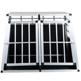 Double Doors Pet Car Transport Cage Aluminium Puppy Travel Crate Box Trapezoidal Kennel Dog Cat W2505P228355