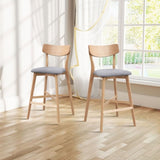 Wooden Bar Chairs Set of 2, Modern Soft Upholstered Kitchen Island Chairs, Counter Height Stool with W2582P197592