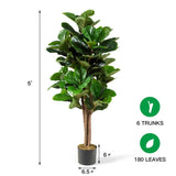 5 Feet Artificial Fiddle Leaf Fig Tree Outdoor Office Decorative Planter 84148619