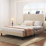 Queen Size Platform Bed , Metal Bed Frame with Charging Station, No Box Spring Needed, , W636P288880
