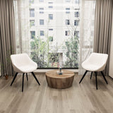 29.53" Medieval MDF coffee table and 2 PU dining chair set, drum integrated dining table and black 39047326