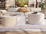 Light Sintered stone Top Cylinder Shape Leather Coffee modern Sofa Table for Living Room furniture W3081P367602