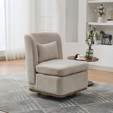 25.2 "Wide Modern Chenille Cushioned Armless Metal Base 360&deg Swivel Chair with Pillow, Suitable for W3118P253946