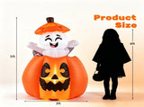 5ft Animated Halloween Inflatable Pumpkin with Rising Ghost, 2 Built-in LED Lights, Self-Inflating 54238430