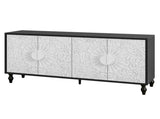 Vintage White Large Faceted Carved And Spliced Doors Combined With Black Frames For TV Stand W1445P164173