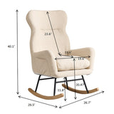 Modern Rocking Chair with High Backrest,Teddy Material Comfort Arm Rocker, Lounge Armchair for W244134105