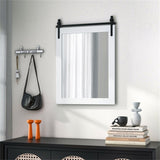 30" x22" Natural Wall Mount Mirror with Wood Frame 17624636