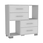 ZUN Sunflower Dresser, Four Drawers, Two Open Shelves B128P148975