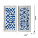 Set of 2 Blue and White Hanging Sculptures, Modern Wall Art Decor, 12.5" x 24.5" W2078130292