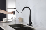 Black Kitchen Faucets with Pull Down Sprayer, Kitchen Sink Faucet with Pull Out Sprayer, Fingerprint K-4012-MB