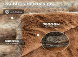 Brown Taupe 780GSM Faux Fox Fur Throw Blanket 60"x80" Double-Sided PV Fleece Lined Blanket 63194343
