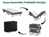 75 Inch Folding Bed with 5" Memory Foam Mattress, Space Saving Rollaway Guest Bed, Heavy-Duty Metal T2398P403868