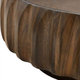 Round Solid Wood Carved Coffee Table with Elegant Sculptural Design W3137P270434